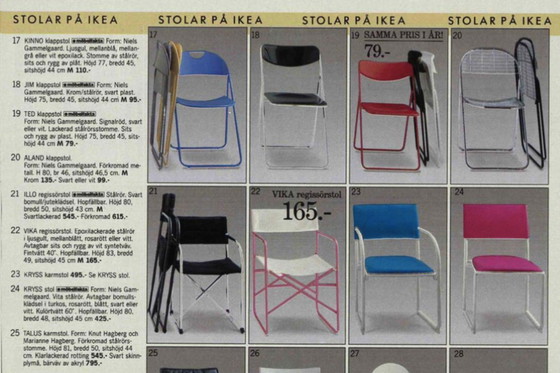 Image 1 of Vintage Swedish Mid-Century Modern Minimalist Black Metal Åland Chair by Niels Gammelgaard for IKEA, 1980s, Set of 5