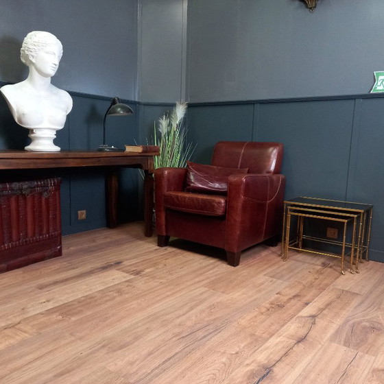 Image 1 of Timeless cowhide leather club armchair, atmospheric and inviting.