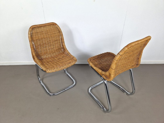 Image 1 of Juego de dos sillas Rohé Noordwolde | Ratán y cromo