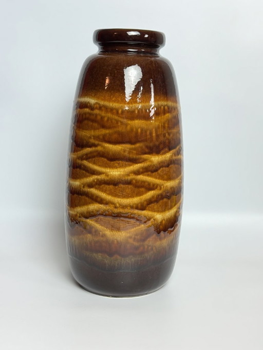 Large High Gloss Enameld Ceramic Golidsh Brown Vase, West-Germany 1960s.