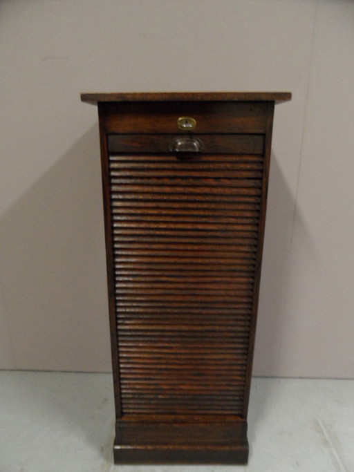 Vintage Rollladenschrank aus Eiche mit Schubladen
