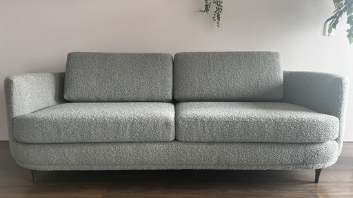 Light gray 3-seater sofa in retro look