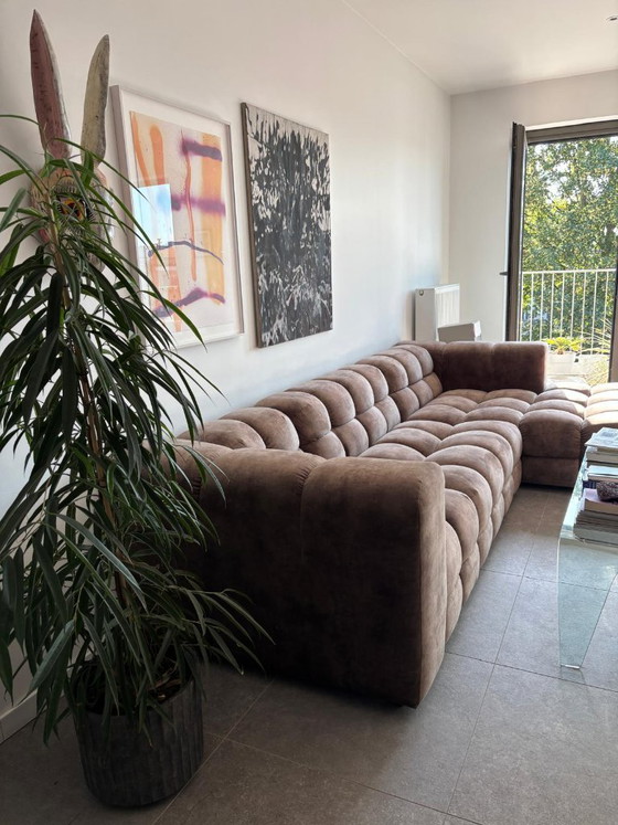 Maßgefertigtes Dean Lounge Sofa aus weichem, braunem Samt | Kaum benutzt | Hervorragender Zustand – Goossens (photo 3 of 6)