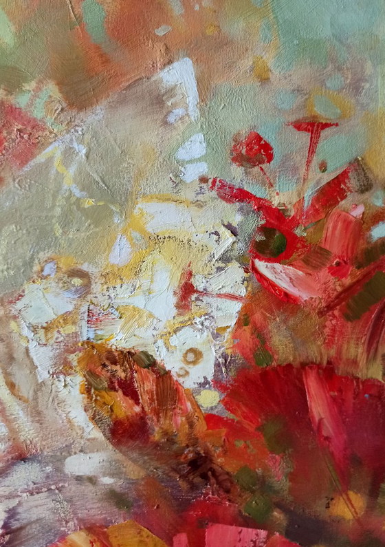 Original Oil Painting Abstract Figurative Girl Flowers Butterfly – Paintings & Drawings, Canvas (photo 4 of 12)