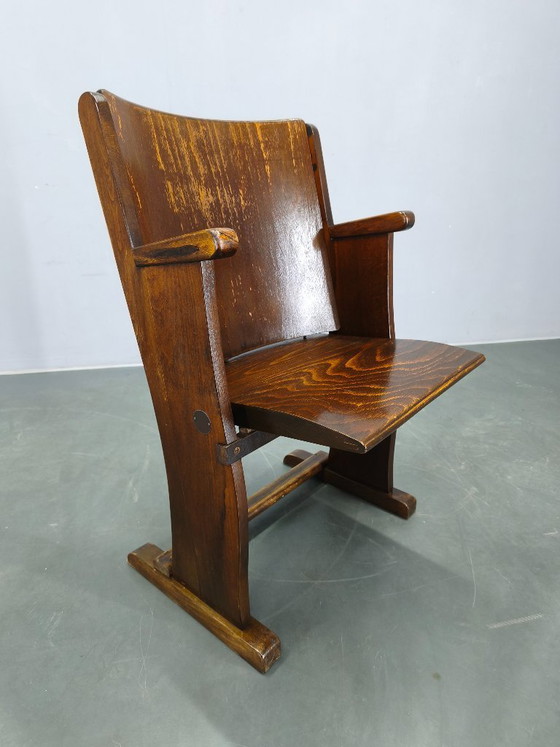 Image 1 of 1940s Thonet Style Cinema Chair, Beech Wood Folding Seat