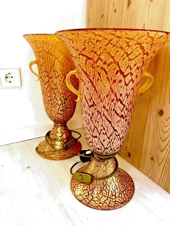 Image 1 of La Murrina - Murano glazen lamp 45 cm hoog - Amberkleur ORIGINEEL - Klassiek