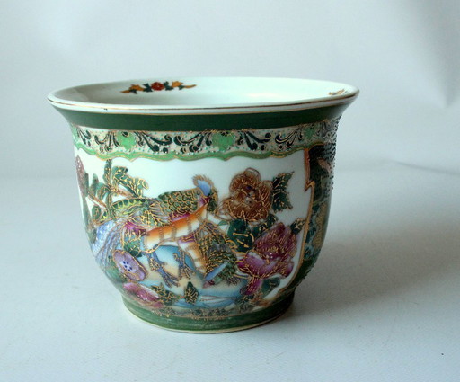 Rare petit pot de fleurs en céramique asiatique - vintage