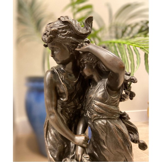 Image 1 of Vintage sculptural group in paved bronzes by Hyppolyte F. Moreau, France