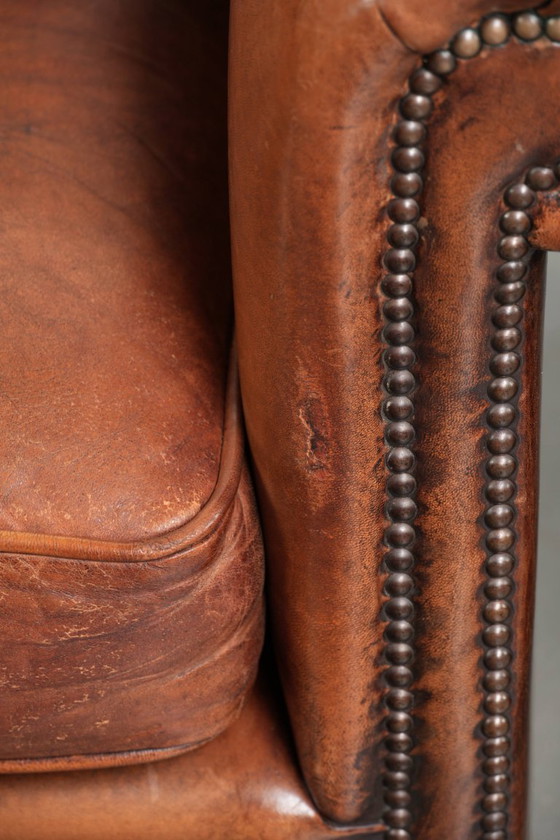 2 comode poltrone vintage in pelle di pecora con borchie decorative. – Sedie da pranzo, Wood (photo 14 of 15)
