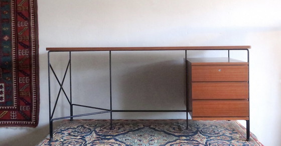 Image 1 of Desk in Mahogany and Metal by A.R.P. - Motte, Mortier, Guariche, France 1956