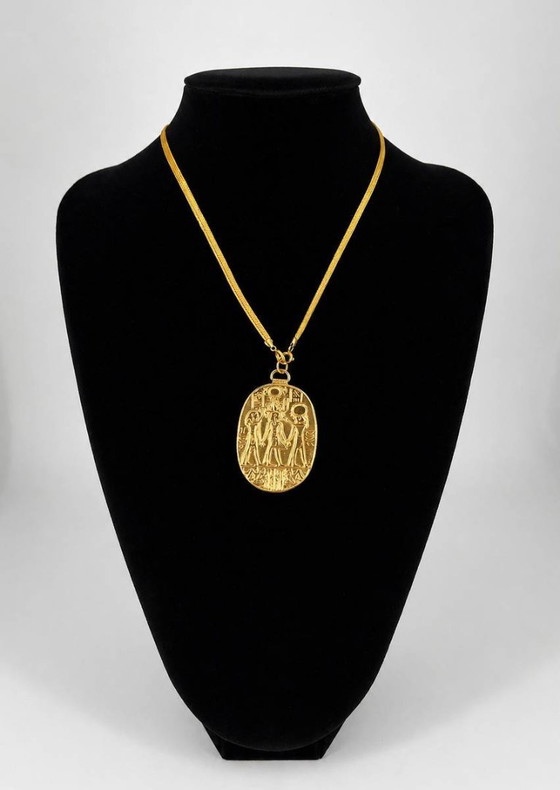 Image 1 of Vintage MMA Egyptian Revival Necklace – 12K Gold Filled – Metropolitan Museum of Art