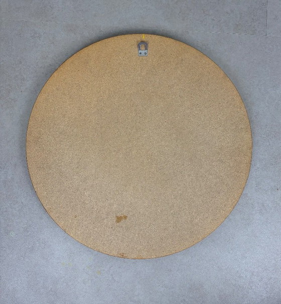 Image 1 of Espejo redondo antiguo con chapa de teca, espejo redondo de mediados de siglo