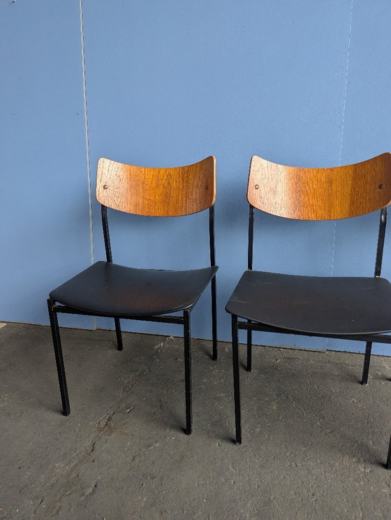 Image 1 of 3x midcentury stoel, teak/staal, 1960s