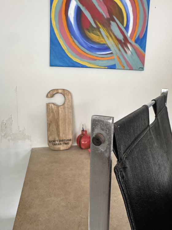 Porte-revues vintage en acier brossé – Leather, Other (photo 5 of 8)