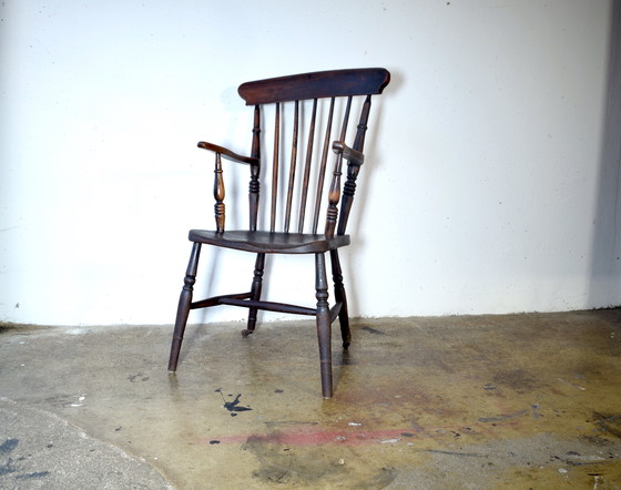 Image 1 of Poltrona Windsor antica, anni 1890, sedia vintage