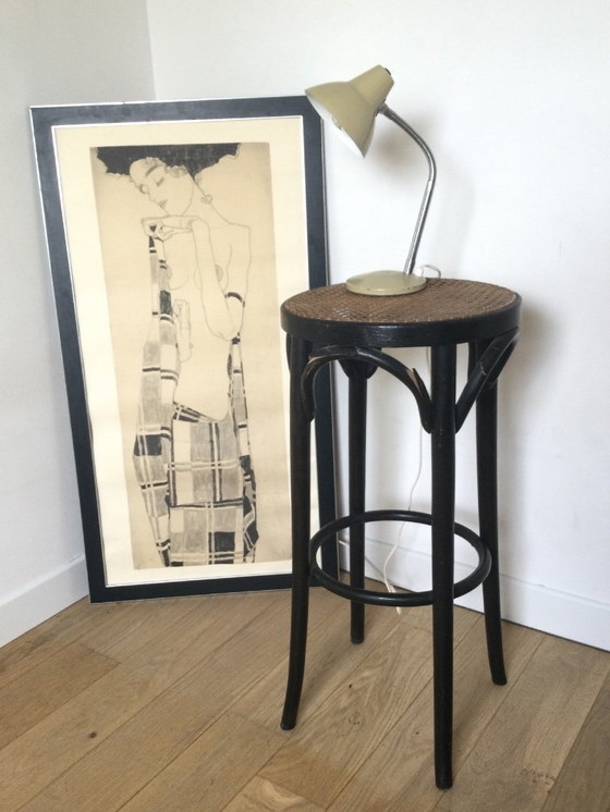 Image 1 of Antique Thonet-style high stool – caned seat