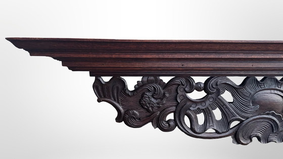 Image 1 of Estantería de pared de madera grande unidad de pared de madera tallada