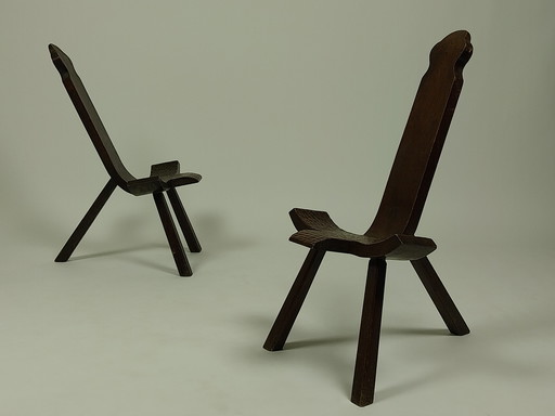 Set of 2 Vintage Wooden Stools