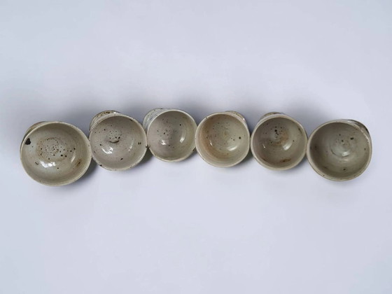 6 footed stoneware cups, Pottery of Vézelay - Albert Breton – Glass & Decanter, Porcelain, Rustic (photo 5 of 7)