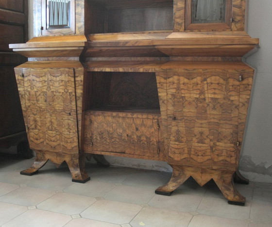 Image 1 of Crédence Art Déco en Bois d'Olivier, Ministre Bottai, Italie, 1933 Design