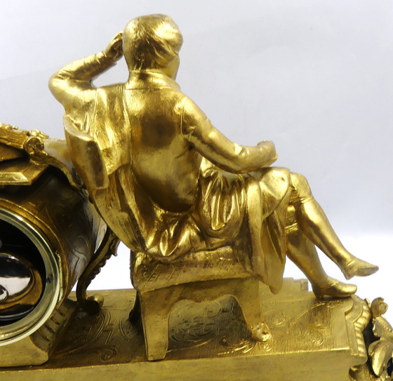 Image 1 of Orologio da mantello a pendolo francese vintage antico 1850-1900 Medaille de Bronze