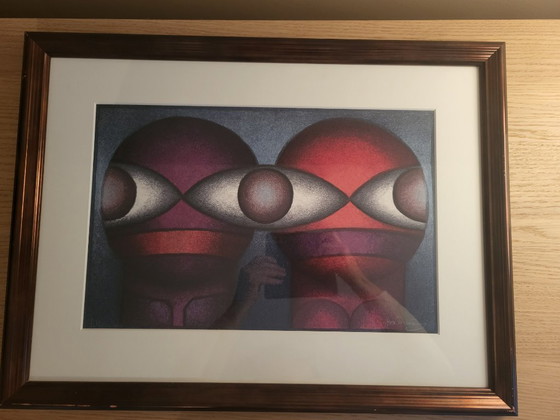 Image 1 of Lithograph by Jos Decordier "Compositie met twee figuren" numbered 2/20, signed