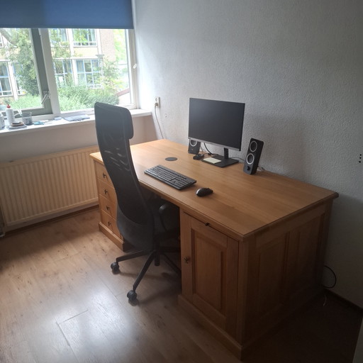 Scrivania in rovere chiaro massello con giglio – bureau, Metal, Wood