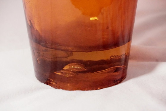 Image 1 of XXL Amber Glass Art Vase - Mid-Century Modern