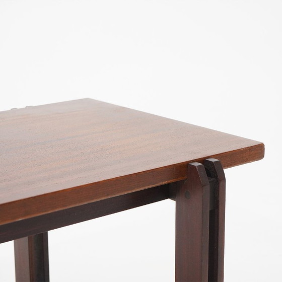 Image 1 of Rechthoekige teakhouten salontafel, jaren 60