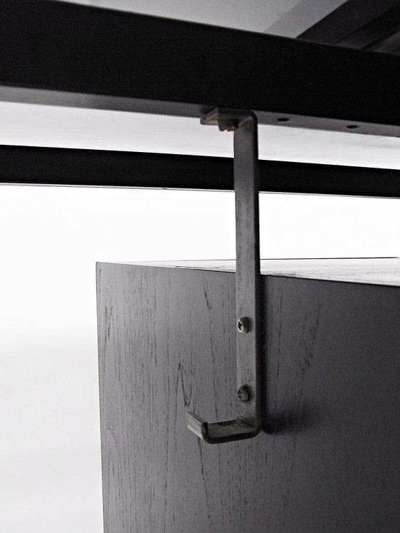 Image 1 of Writing Desk in Black Stained Oak with White Lacquered Top by Herbert Hirche for Christian Holzäpfel KG, Germany, 1960s