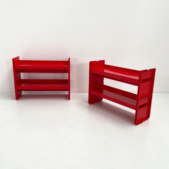 Image 1 of Rode modulaire Jeep-boekenkast van De Pas, D'Urbino en Lomazzi voor BBB, jaren 70.