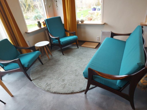 Panchina degli anni '50, marca Gelderland, legno di teak.