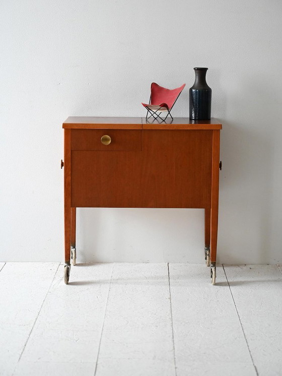Image 1 of Scandinavian Vintage Mahogany Storage Trolley
