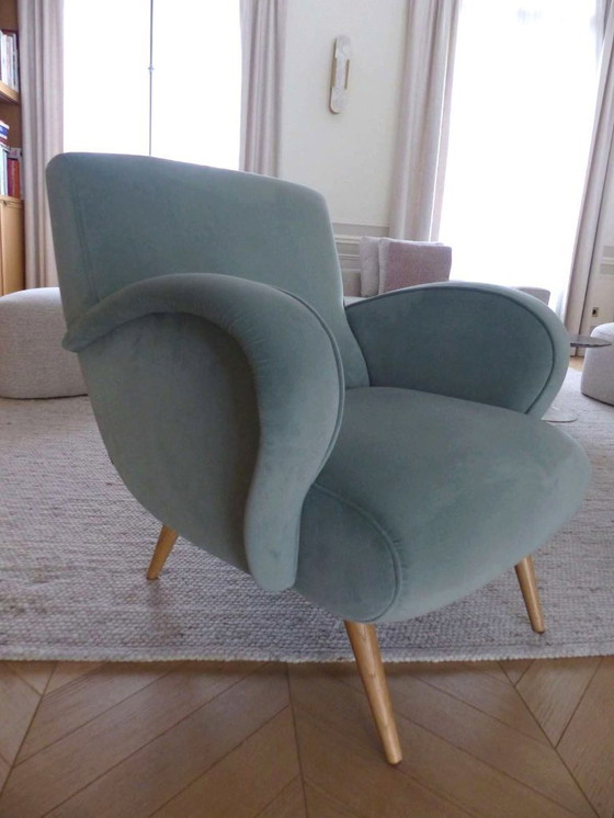 Image 1 of Paire de fauteuil en velours design BRANCO Sobre BRANCO style Mid-century / Années 50