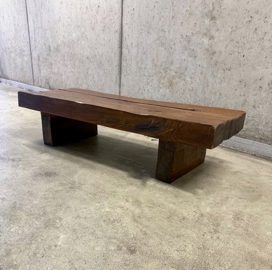 Image 1 of Tavolino da caffè brutalista in rovere massello Wabi-Sabi