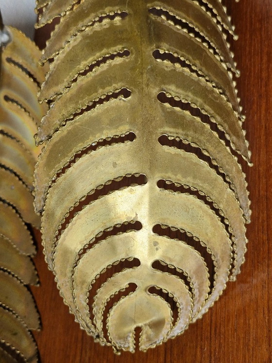 2x Original Maison Jansen Palm Leaves / Wall Object (1970s) – Christian Techoueyres – Wall decoration, Brass (photo 5 of 8)