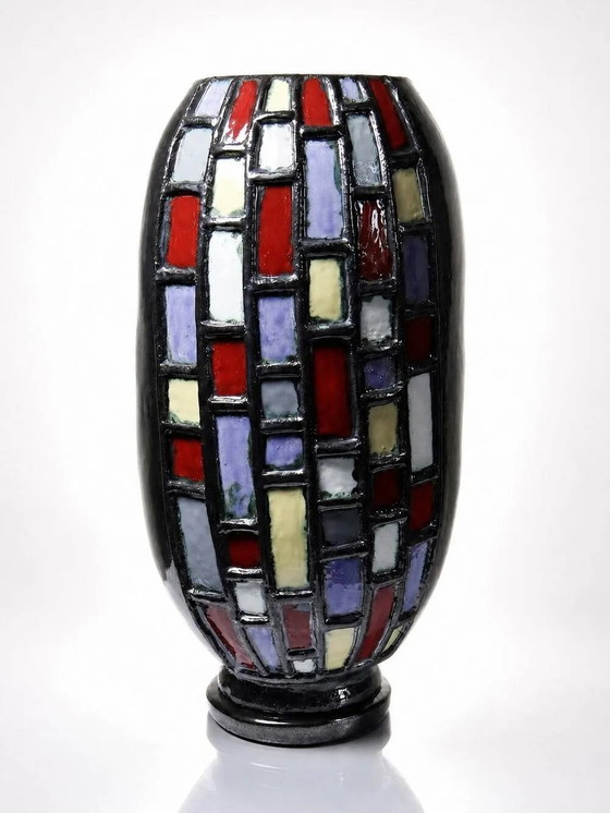 Grande vaso d'arte modernista in ceramica smaltata nera vintage da . – Vasi, Porcellana, Bauhaus (photo 2 of 16)