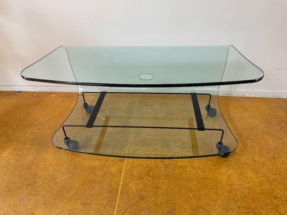 Image 1 of Fiam Italia design glazen tv-meubel side table gebogen glas