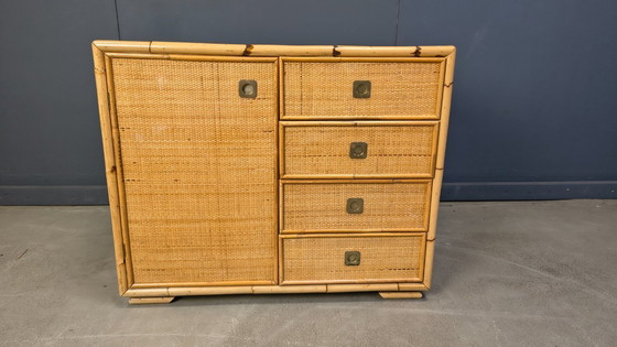Image 1 of Wicker and bamboo cabinet by Dal Vera, 1970s
