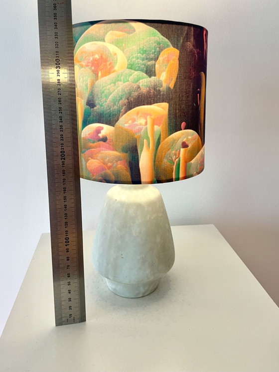 Stylish Mid Century Table Lamp from original 70s Vase, West German Pottery, Brass, Ceramic, Multi Color (photo 9 of 14)