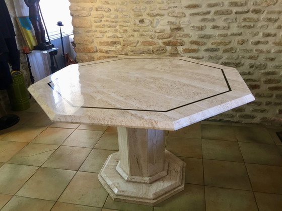 Image 1 of VINTAGE TABLE TRAVERTIN 70'