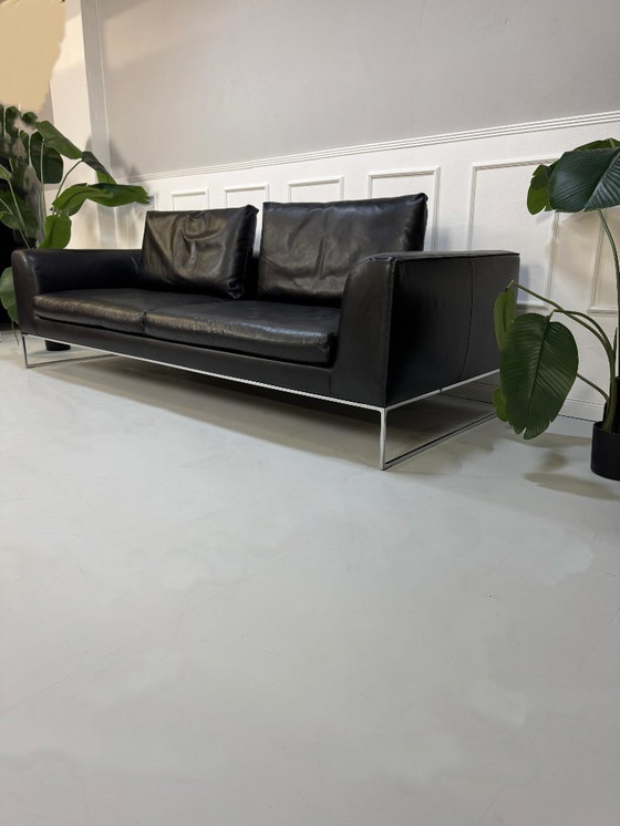 Image 1 of COR Mell Lounge Designer Sofa Couch Black Leather 3 Seater