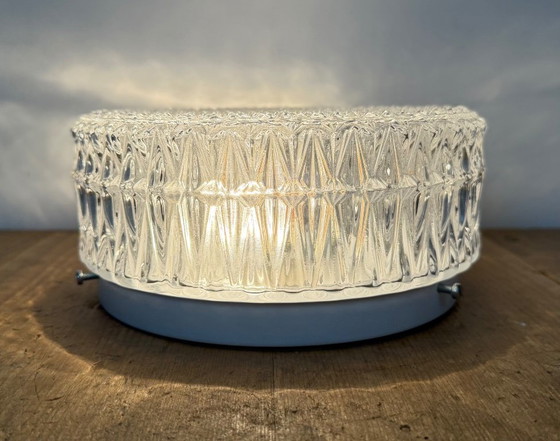 Lampada da parete o Plafoniera in vetro vintage, anni '70, Plafoniere, Metallo, Trasparente, Modern (foto 9 di 14)
