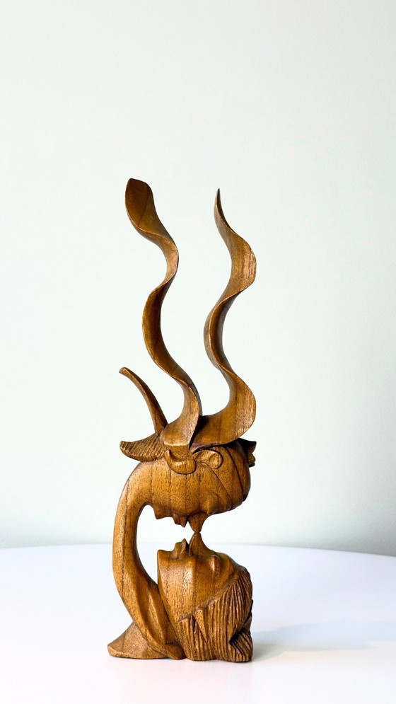 Image 1 of Statuetta balinese vintage intagliata a mano – "Il bacio", circa anni '70