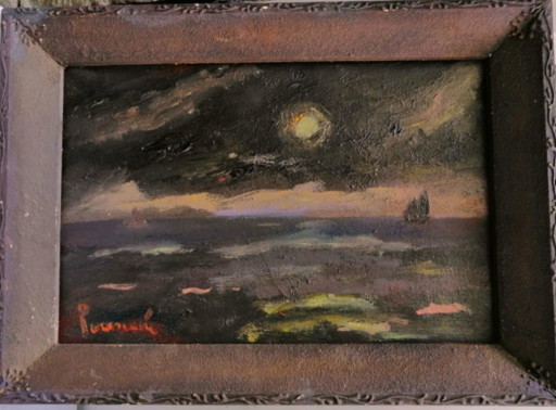Constant Permeke ''Avondstemming'' Olieverf Op Doek 40 X 55cm – schilderijen tekeningen, Wood, Canvas