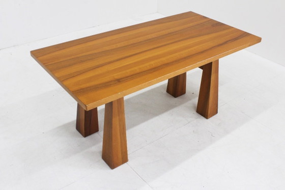 Vintage dining Table 1960s Italy, Eettafels, Hout, Bruin, 1970 (foto 8 van 9)