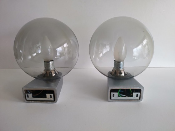 Image 1 of Wandlampen Bol - Rookglas - Vintage 