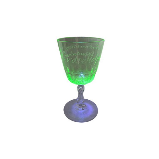 Verre à vin ancien en cristal d'uranium, Amsterdam, datant de 1883 – glazen karaffen, Glass