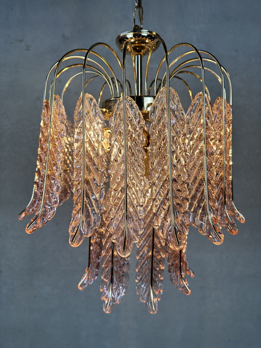 Vintage Chandelier - Rose Leaves - Glass