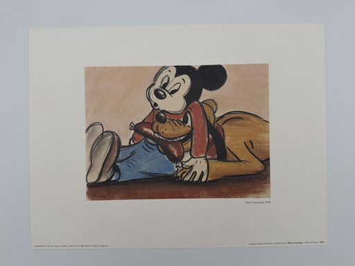 Estampe Disney Mickey et Pluto « L’achat de Pluto en 1948 » – encadrée par un professionnel